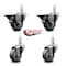 Service Caster 3'' Gray Polyurethane Wheel Swivel 3/4'' Square Stem Caster Set 2 Brakes, 4PK SCC-SQ20S314-PPUB-GRY-PLB-34-2-S-2 - alternate 3
